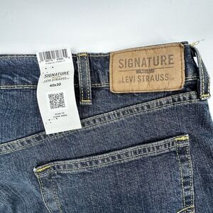 New Mens Levis Signature Gold Jeans 40x30 Dark Wash Cotton Stretch Straight Leg